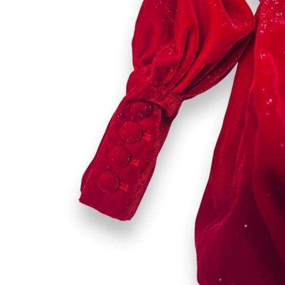 Nana Jacqueline Los Angeles Averi Red Velvet Sparkle Jumpsuit Romper EUC - Picture 6 of 11